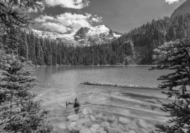 Lais Puzzle - Majestätischer Bergsee in Kanada. Upper Joffre Lake Trail Ansicht in schwarz weiß - 1.000 Teile