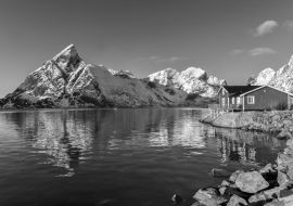 Lais Puzzle - Reine, Lofoten-Inseln, Norwegen in schwarz weiß - 1.000 Teile