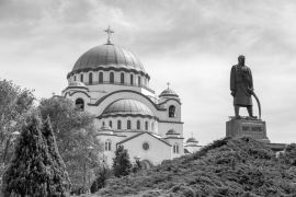 Lais Puzzle - Die serbisch-orthodoxe christliche Kirche des Heiligen Sava, Belgrad, Serbien in schwarz weiß - 2.000 Teile