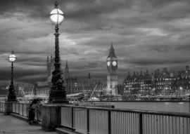 Lais Puzzle - Big Ben und die Themse in London an einem Nachmittag im Winter in schwarz weiß - 500, 1.000 & 2.000 Teile