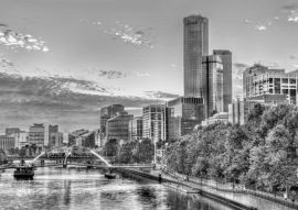 Lais Puzzle - Sonnenuntergang über dem Yarra River in Melbourne, Australien in schwarz weiß - 500, 1.000 & 2.000 Teile