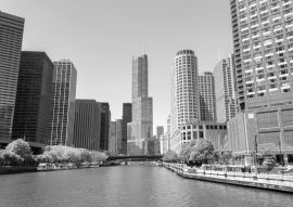 Lais Puzzle - Chicago River und Wolkenkratzer in schwarz weiß - 500, 1.000 & 2.000 Teile