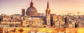 Lais Puzzle - Valletta, Malta: Skyline vom Marsans Harbour bei Sonnenuntergang. Die Kathedrale, Panorama - 2.000 Teile