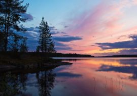 Lais Puzzle - Bunte Abenstimmung am See Lentua bei Kuhmo in Finnland - 1.000 Teile