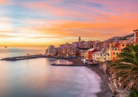 Lais Puzzle - Bogliasco, Genua, Italien Stadtsilhouette am Mittelmeer - 1.000 Teile