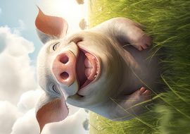 Lais Puzzle - Lachendes Schwein steht auf einer Wiese, Cartoon Style - 1.000 Teile