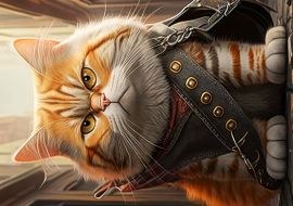 Lais Puzzle - Rot getigerte Katze mit Umhängetasche in einer Straße im Cartoon Film-Style - 1.000 Teile