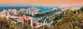 Lais Puzzle - Malaga, Spanien. Panorama Stadtlandschaft Höhenblick auf Malaga bei sonnigen Sommerabenden - 1.000 Teile