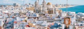 Lais Puzzle - Panoramasicht auf die Dächer der Altstadt und die Kathedrale von Santa Cruz am Nachmittag vom Turm Tavira in Cadiz, Andalusien, Spanien - 1.000 Teile
