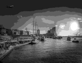 Lais Puzzle - Landungsbrücken Hamburg schwarz weiß - 1.000 Teile