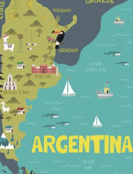 Lais Puzzle - Illustrationskarte von Argentinien mit Natur, Tieren und Landmarken - 1.000 Teile