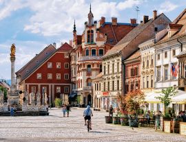 Lais Puzzle - Maribor Rathausplatz Slowenien Europa. Rathaus von Maribor und Pestsäule auf dem Hauptplatz, Untersteiermark, in Slowenien - 1.000 Teile