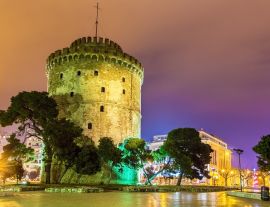 Lais Puzzle - Weißer Turm von Thessaloniki in Griechenland bei Nacht - 1.000 Teile