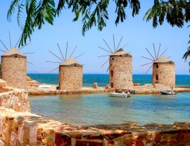 Lais Puzzle - Die vier Windmühlen auf der Insel Chios, Griechenland - 1.000 Teile