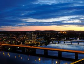 Lais Puzzle - Umea Fluss und Brücken bei Sonnenuntergang, Umea, Vasterbotten, Schweden - 1.000 Teile