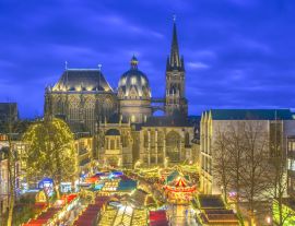 Lais Puzzle - Aachener Dom mit Weihnachtsmarkt zur blauen Stunde, Aachen - 1.000 Teile