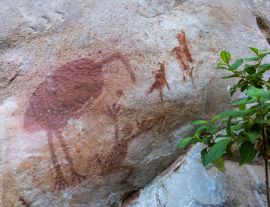 Lais Puzzle - Aborigine-Malereien auf dem Felsen. Mauern unter dem Schatten. Bedeutung: Tiere, Emu, Frosch. Elsey-Nationalpark, Victoria-Fluss, Northern Territory, Australien - 1.000 Teile