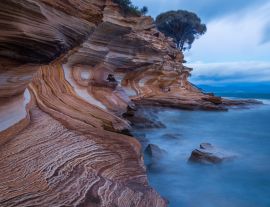 Lais Puzzle - Painted Cliffs im Maria Island National Park, Tasmanien, Australien. Erodierte Schichten aus Eisenoxid bilden interessante Muster in der Küstenlinie - 1.000 Teile