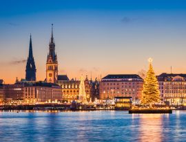 Lais Puzzle - Skyline und Weihnachtsmarkt von Hamburg, Deutschland - 1.000 Teile