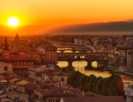 Lais Puzzle - Florenz, Fluss Arno und Ponte Vecchio bei Sonnenuntergang, Italien - 1.000 Teile