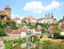 Lais Puzzle - Mittelalterliches Semur-en-Auxois in Burgund, Fluss Armancon, Frankreich - 1.000 Teile