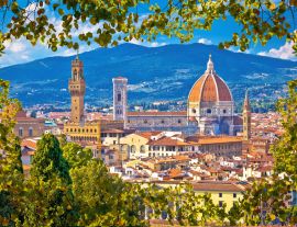 Lais Puzzle - Florenz Dächer und Kathedrale di Santa Maria del Fiore oder Duomo Blick durch Blätter Rahmen - 1.000 Teile