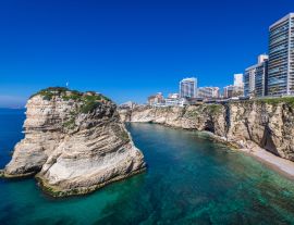 Lais Puzzle - Raouche Rocks, auch Pigeon Rock genannt, in Beirut, der Hauptstadt des Libanon - 1.000 Teile