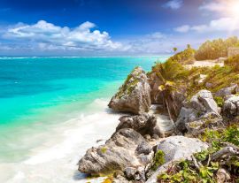 Lais Puzzle - Die Küste von Tulum mit türkisem Ozean und Maya-Ruinen, Karibik, Mexiko - 1.000 Teile