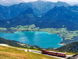 Lais Puzzle - Schafbergbergbahn über Wolfgangsee und Sankt Wolfgang im Salzkammergut, Alpen, Österreich - 1.000 Teile
