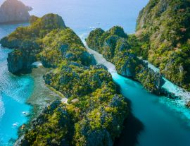 Lais Puzzle - Luftaufnahme der großen Lagune und der majestätischen Felsen aus der Drohne. Entdecken Sie El Nido, Palawan Philippinen. atemberaubende Attraktion, Tour Reise, Inselhüpfen - 1.000 Teile