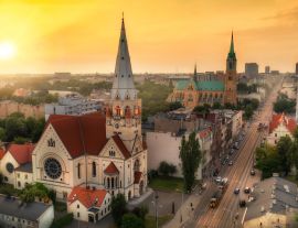 Lais Puzzle - Luftaufnahme der Stadt Lodz in Polen bei Sonnenuntergang - 1.000 Teile