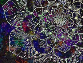 Lais Puzzle - Abstrakte alte Geometrien mit Sternenfeld und buntem Galaxienhintergrund, Aquarellmalerei und Mandala-Grafikdesign - 1.000 Teile