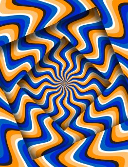 Lais Puzzle - Abstrakte gedrehten Rahmen mit einer rotierenden blau-orange gebogenen Streifen Muster. Optische hypnotische Illusion  - 1.000 Teile