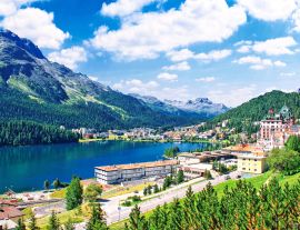 Lais Puzzle - Das mondäne Sankt Moritz mit Moritzsee und Bergen - 1.000 Teile