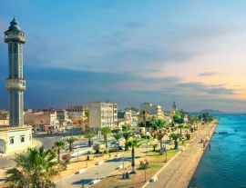 Lais Puzzle - Stadtbild mit Minarett der Moschee in Bizerte. Tunesien, Nordafrika - 1.000 Teile