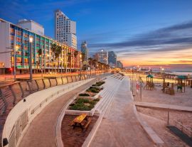 Lais Puzzle - Tel Aviv-Promenade. Stadtbild von Tel Aviv, Israel bei Sonnenuntergang - 1.000 Teile