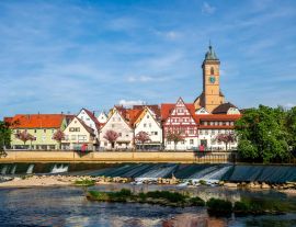Lais Puzzle - Blick auf die Altstadt von Nürtingen und den Neckar, Deutschland - 1.000 Teile