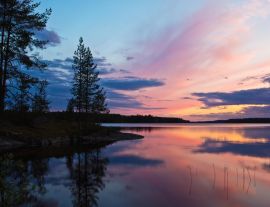 Lais Puzzle - Bunte Abenstimmung am See Lentua bei Kuhmo in Finnland - 1.000 Teile