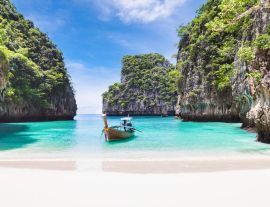 Lais Puzzle - Traditionelles thailändisches Longtail-Holzboot und schöner Strand in der Provinz Phuket, Thailand - 1.000 Teile
