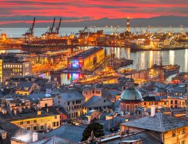 Lais Puzzle - Genua, Italien Stadtsilhouette am Hafen - 1.000 Teile