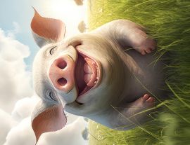 Lais Puzzle - Lachendes Schwein steht auf einer Wiese, Cartoon Style - 1.000 Teile